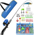 PLUSINNO Kids Fishing Pole,Ice Telescopic Fishing Rod and Reel Full Kits, Spincast Youth Fishing Pole Fishing Gear for Kids, Boys Sporting Goods > Outdoor Recreation > Fishing > Fishing Rods PLUSINNO Grey Handle with Bag 120CM 47.25IN 