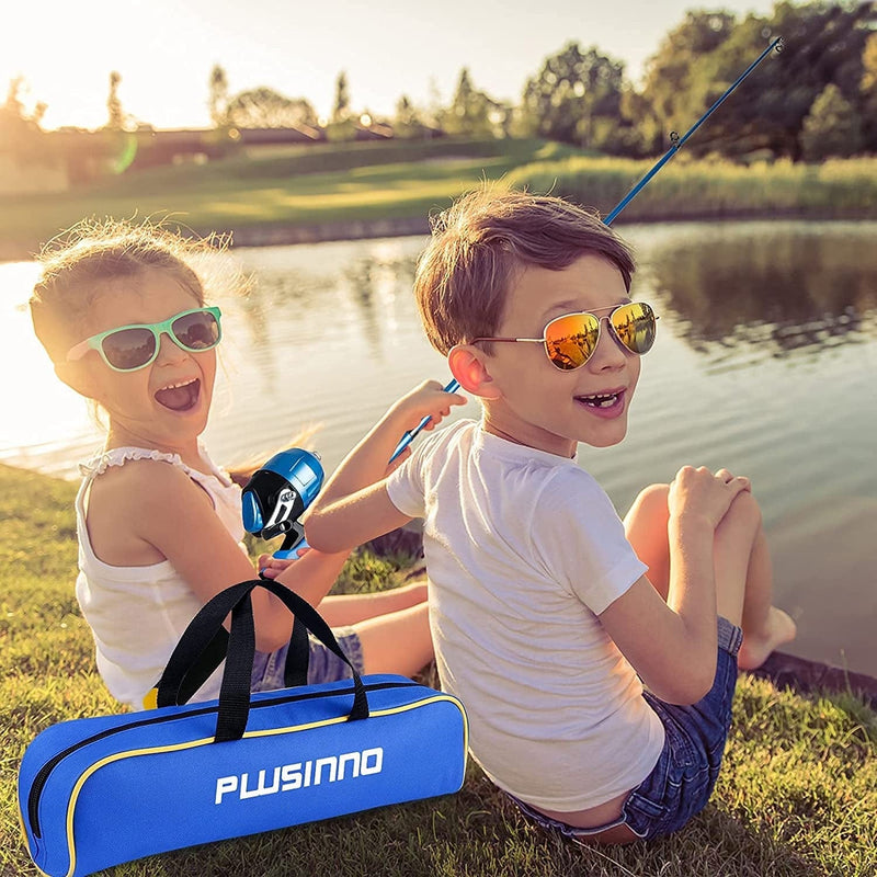 PLUSINNO Kids Fishing Pole - Kids Fishing Rod Reel Combo Starter Kit - with Tackle Box, Practice Plug, Beginner'S Guide and Travel Bag for Boys, Girls and Youth Sporting Goods > Outdoor Recreation > Fishing > Fishing Rods PLUSINNO   