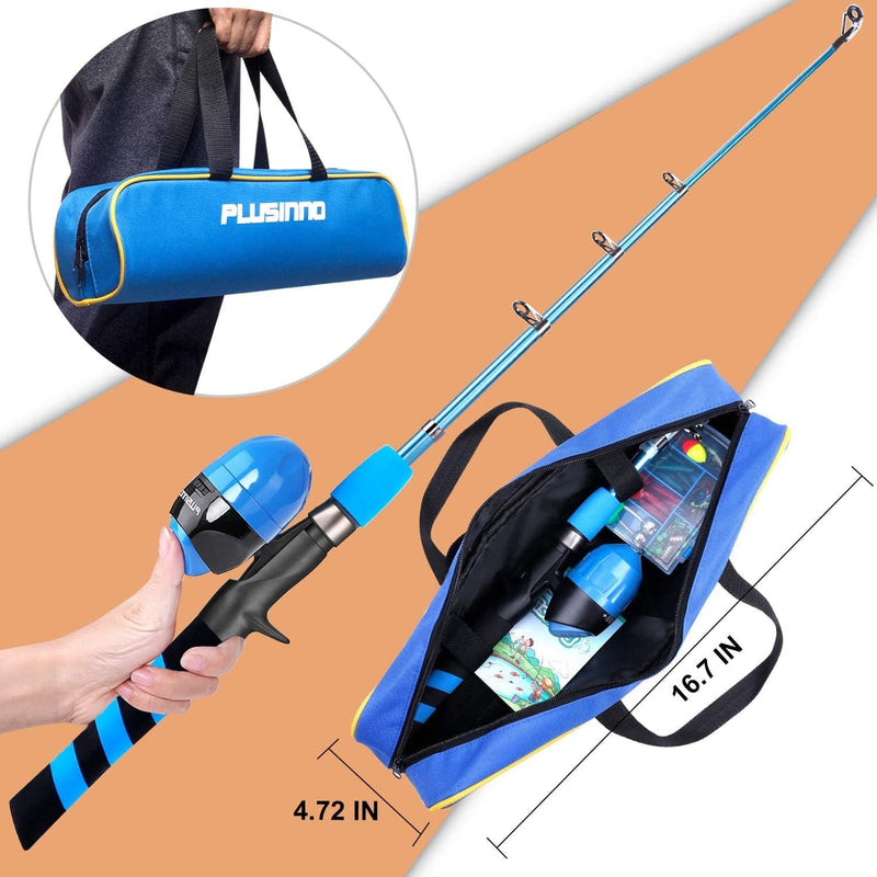PLUSINNO Kids Fishing Pole, Portable Telescopic Fishing Rod and Reel Combo Kit - with Spincast Fishing Reel Tackle Box for Boys, Girls, Youth Sporting Goods > Outdoor Recreation > Fishing > Fishing Rods PLUSINNO   