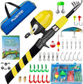 PLUSINNO Kids Fishing Pole, Portable Telescopic Fishing Rod and Reel Combo Kit - with Spincast Fishing Reel Tackle Box for Boys, Girls, Youth Sporting Goods > Outdoor Recreation > Fishing > Fishing Rods PLUSINNO Yellow 1.8M 5.91FT 