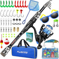 PLUSINNO Kids Fishing Pole, Portable Telescopic Fishing Rod and Reel Combo Kit - with Spinning Fishing Reel Tackle Box for Boys, Girls, Youth Sporting Goods > Outdoor Recreation > Fishing > Fishing Rods PLUSINNO Black + Net&Sunglasses 1.8M 5.91Ft 