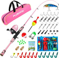 PLUSINNO Kids Fishing Pole with Spincast Reel Telescopic Fishing Rod Combo Full Kits for Boys, Girls, and Adults Sporting Goods > Outdoor Recreation > Fishing > Fishing Rods PLUSINNO Pink 120cm 47.24In 