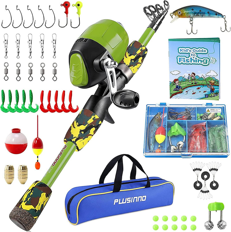 PLUSINNO Kids Fishing Pole with Spincast Reel Telescopic Fishing Rod Combo Full Kits for Boys, Girls, and Adults Sporting Goods > Outdoor Recreation > Fishing > Fishing Rods PLUSINNO Yellow 120cm 47.24In 