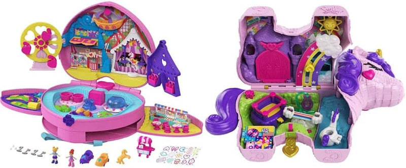 Polly Pocket Travel Toys, Backpack Compact Playset with 2 Micro Dolls and Accessories, Theme Park with Activities Sporting Goods > Outdoor Recreation > Winter Sports & Activities Mattel Backpack + Compact Playset  