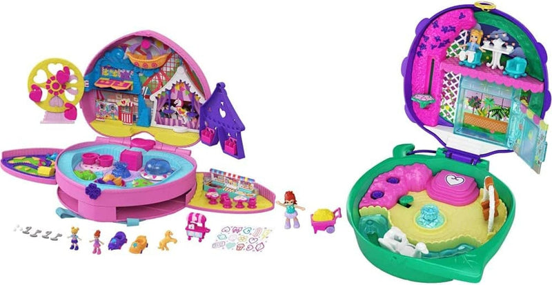 Polly Pocket Travel Toys, Backpack Compact Playset with 2 Micro Dolls and Accessories, Theme Park with Activities Sporting Goods > Outdoor Recreation > Winter Sports & Activities Mattel Backpack + Garden Compact  
