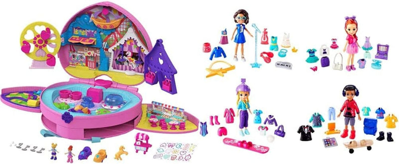 Polly Pocket Travel Toys, Backpack Compact Playset with 2 Micro Dolls and Accessories, Theme Park with Activities Sporting Goods > Outdoor Recreation > Winter Sports & Activities Mattel Backpack + Super Pack  