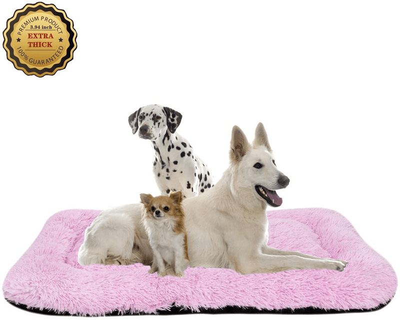Poohoo Soft Plush Dog Bed,Dog Crate Bed Pet Cushion Pet Pillow Bed Washable,Non-Slip Crate Dog Bed Crate Mat Pet Bed for Medium Large Dogs (X-Large, Pink) Animals & Pet Supplies > Pet Supplies > Dog Supplies > Dog Beds Poohoo Pink X-Large 