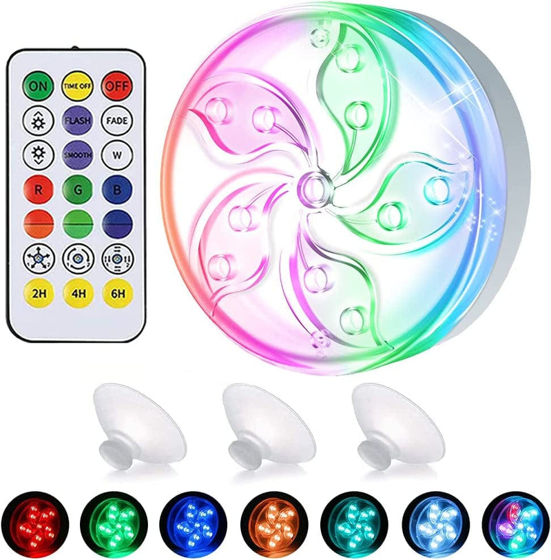 Pool Lights 4 Pack, Submersible LED Lights - Full Waterproof Underwater Pond Lights with Remote, Color Changing, Magnetic Bathtub Lights with Suction Cup Hot Tub Light for Pond Fountain Garden Party Home & Garden > Pool & Spa > Pool & Spa Accessories GHUSTAR 1  