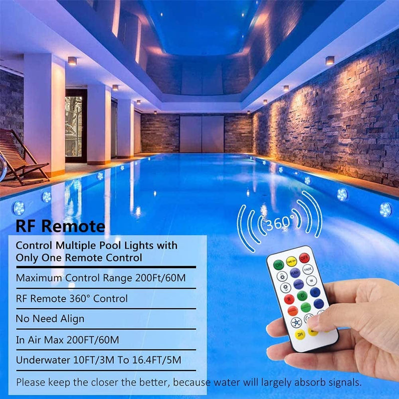 Pool Lights 4 Pack, Submersible LED Lights - Full Waterproof Underwater Pond Lights with Remote, Color Changing, Magnetic Bathtub Lights with Suction Cup Hot Tub Light for Pond Fountain Garden Party Home & Garden > Pool & Spa > Pool & Spa Accessories GHUSTAR   