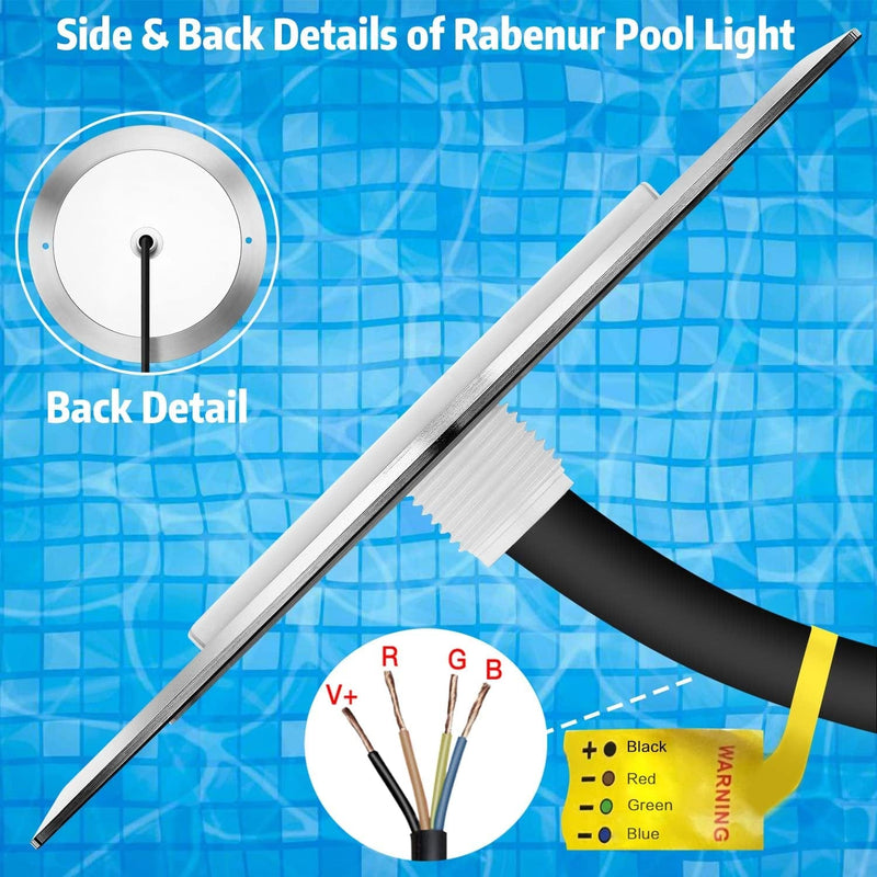 Pool Lights,Ultra Slim Pool Lights for Inground Pools Waterproof,9 Watts Pool Light,316 Rank Stainless Steel Pool Light,Led Pool Light,Color Changing Pool Light(6.5Ft Cord,Controller Not Included) Home & Garden > Pool & Spa > Pool & Spa Accessories Rabenur   