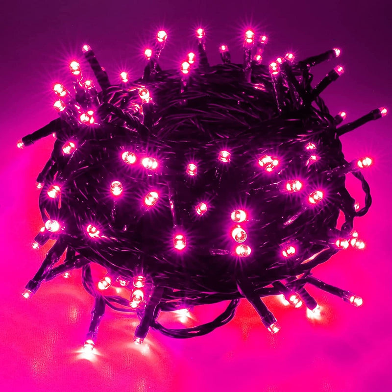 Pooqla Christmas String Lights, 200 LED 66 Ft Indoor and Outdoor Decorative LED Lights, 8 Modes Holiday Fairy Lights for Home Yard Patio Wedding Party, Halloween, Pink Home & Garden > Lighting > Light Ropes & Strings NINGBO YINZHOU LANGFU ELECTRONICS CO LTD Green wire, Pink  