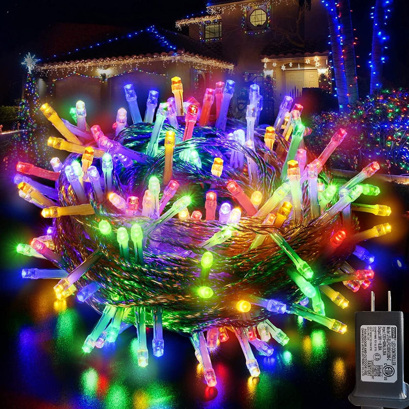 Pooqla Christmas String Lights, 200 LED 66 Ft Indoor and Outdoor Decorative LED Lights, 8 Modes Holiday Fairy Lights for Home Yard Patio Wedding Party, Halloween, Pink Home & Garden > Lighting > Light Ropes & Strings NINGBO YINZHOU LANGFU ELECTRONICS CO LTD Clear wire, Colorful  