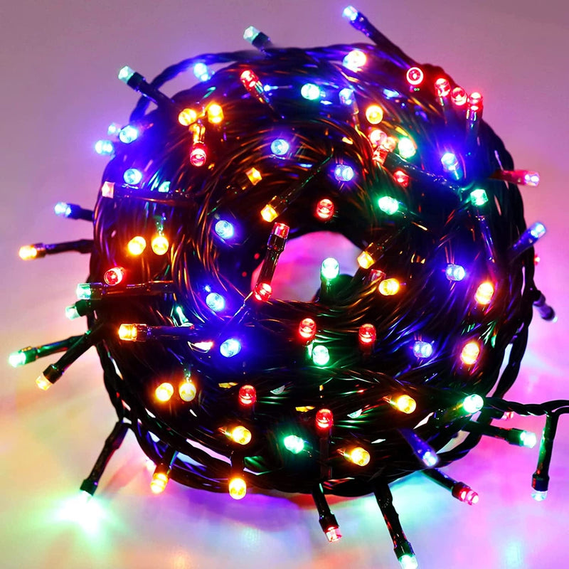 Pooqla Christmas String Lights, 200 LED 66 Ft Indoor and Outdoor Decorative LED Lights, 8 Modes Holiday Fairy Lights for Home Yard Patio Wedding Party, Halloween, Pink Home & Garden > Lighting > Light Ropes & Strings NINGBO YINZHOU LANGFU ELECTRONICS CO LTD Green wire, Colorful  