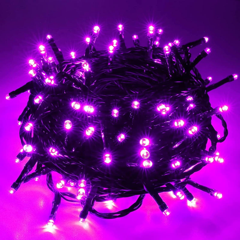 Pooqla Christmas String Lights, 200 LED 66 Ft Indoor and Outdoor Decorative LED Lights, 8 Modes Holiday Fairy Lights for Home Yard Patio Wedding Party, Halloween, Pink Home & Garden > Lighting > Light Ropes & Strings NINGBO YINZHOU LANGFU ELECTRONICS CO LTD Green wire, Purple  