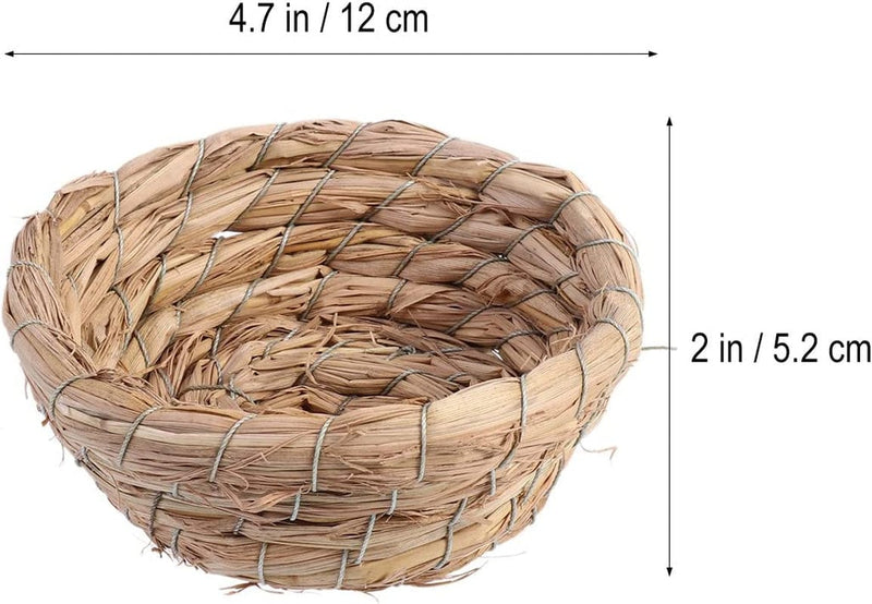 POPETPOP 6Pcs Bird Natural Woven Grass Hut Nest, Small Animal Handmade Craft Straw Bed House, Bird Cage Accessories for Parakeets and Other Small Birds, 11Cm / 4" Animals & Pet Supplies > Pet Supplies > Bird Supplies > Bird Cages & Stands POPETPOP   