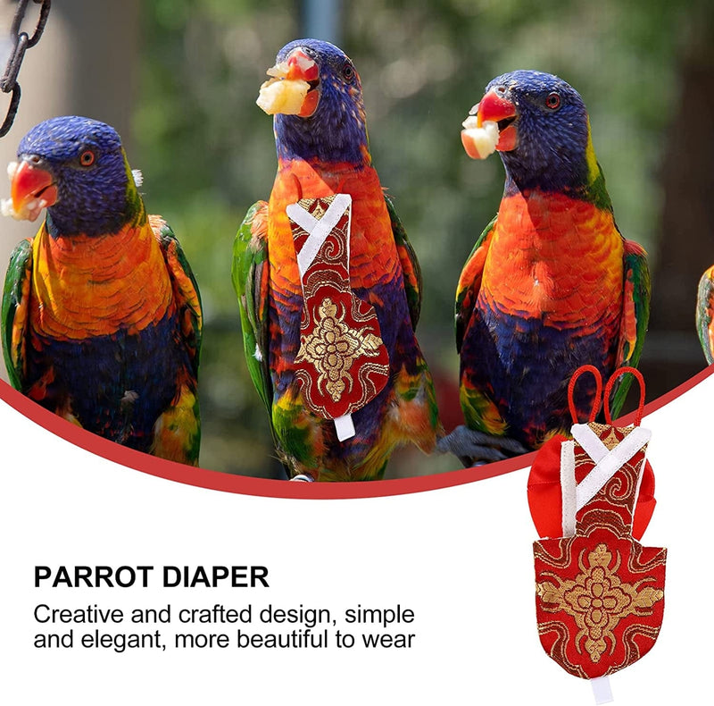 POPETPOP Bird Diaper with Leash Parrot Flight Suits Diapers Reusable Birds Clothes Bird New Pilot Pet Accessory Washable Suits Budgie for Parakeet Printing Nappy