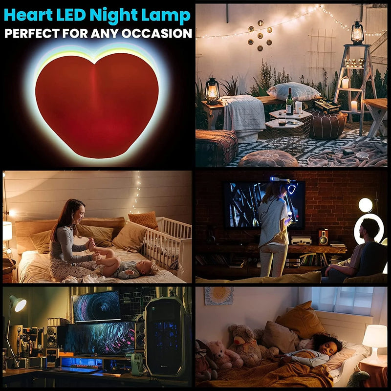 Portable Night Light for Kids Room. Battery Night Light LED Heart Shaped - 7 RGB Color Changing Lamp. Cute LED Heart Light Is a Great Gift Idea for Boys, Girls, Toddlers