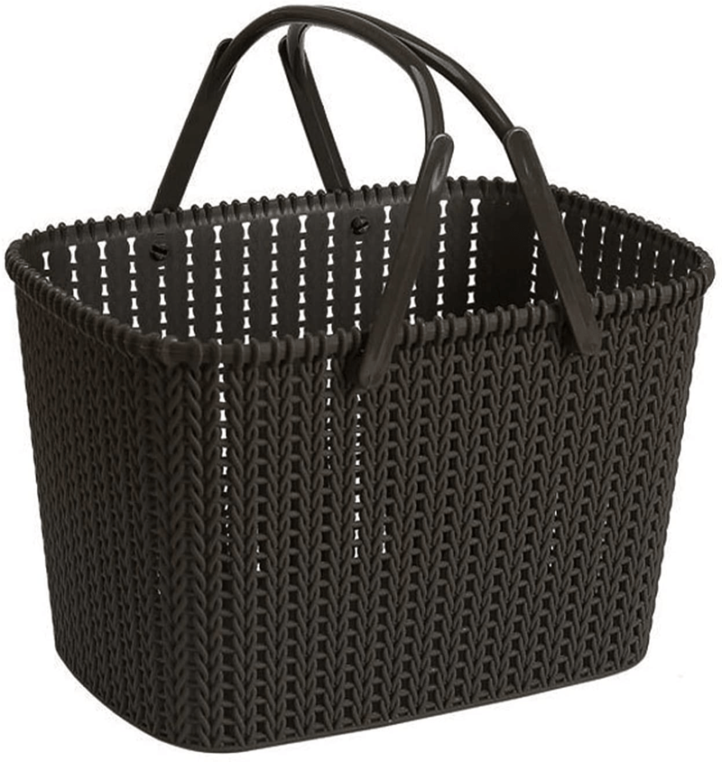 Portable Plastic Shower Caddy Baskets, Rattan Standing Storage Organizer Bins, Portable Shower Caddy Tote Bag with Handles, Hollow Cleaning Caddy with Holes for Bathroom, College Dorm, Kitchen, Home - Black Sporting Goods > Outdoor Recreation > Camping & Hiking > Portable Toilets & Showers HOUZHENG Rattan Black  