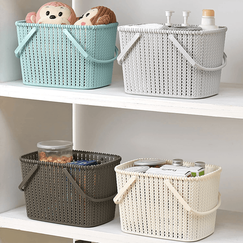 Portable Plastic Shower Caddy Baskets, Rattan Standing Storage Organizer Bins, Portable Shower Caddy Tote Bag with Handles, Hollow Cleaning Caddy with Holes for Bathroom, College Dorm, Kitchen, Home - Black Sporting Goods > Outdoor Recreation > Camping & Hiking > Portable Toilets & Showers HOUZHENG   