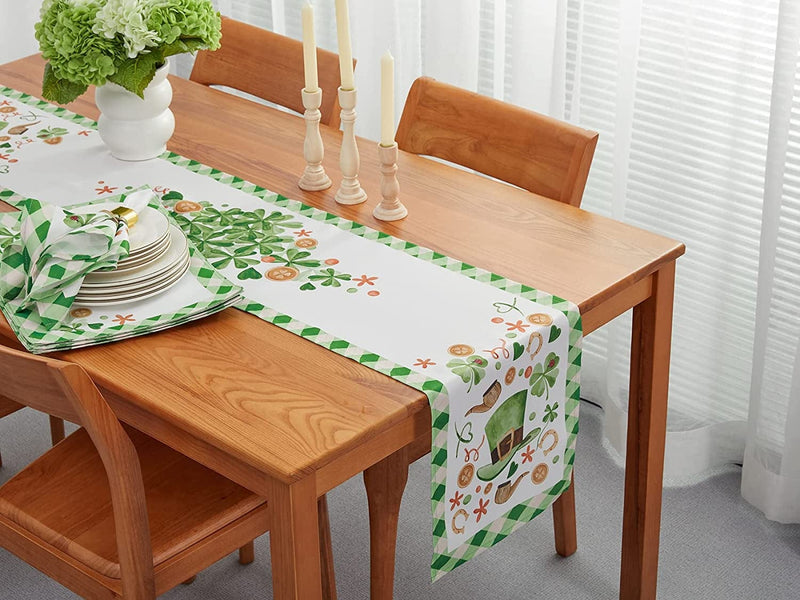 Printed St Patricks Day Table Runner - Wrinkle Free 14 X 72 Inch Rectangle Tabletop for Spring Decorations, Picnics and Dinner Parties - Indoor Outdoor, Stain and Water Resistant, Lucky Me Home & Garden > Decor > Seasonal & Holiday Decorations YiHomer   
