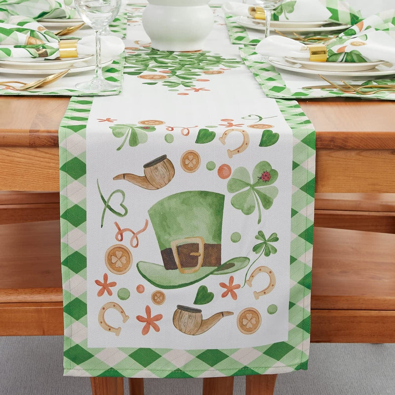 Printed St Patricks Day Table Runner - Wrinkle Free 14 X 72 Inch Rectangle Tabletop for Spring Decorations, Picnics and Dinner Parties - Indoor Outdoor, Stain and Water Resistant, Lucky Me Home & Garden > Decor > Seasonal & Holiday Decorations YiHomer Lucky Me Table Runner, 14x72" 