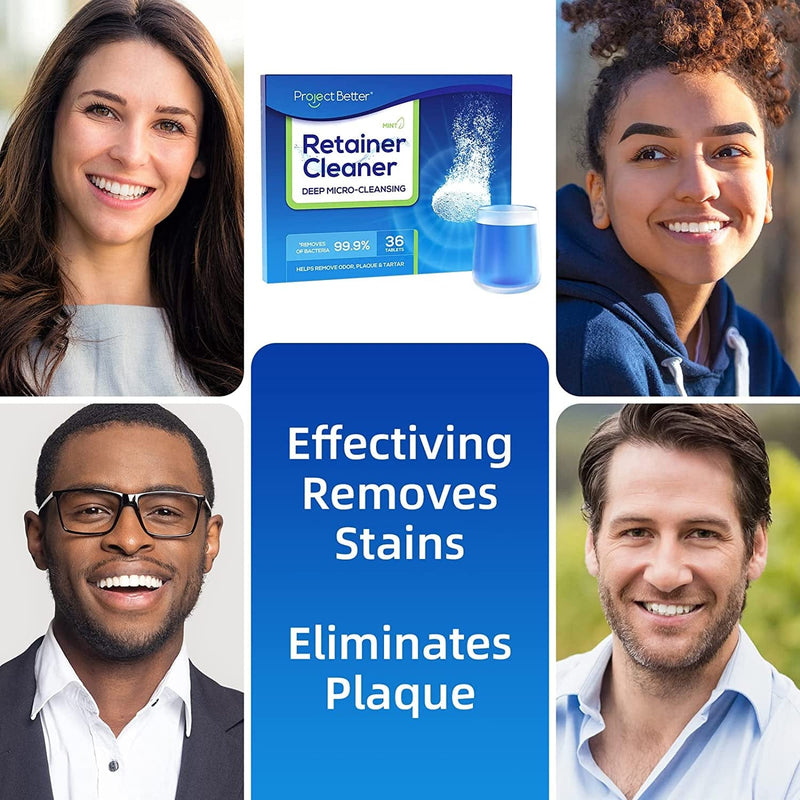 PROJECT BETTER Retainer Cleaner Tablets & Denture Cleaning Tablets for Dental Appliances and Night & Mouth Guard.(36 Counts