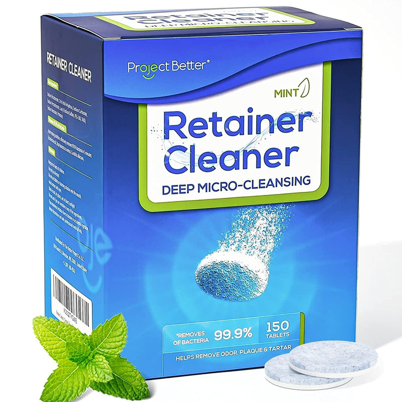 PROJECT BETTER Retainer Cleaner Tablets & Denture Cleaning Tablets for Dental Appliances and Night & Mouth Guard.(36 Counts Home & Garden > Household Supplies > Household Cleaning Supplies Better Project Co. LLC 150 Count (Pack of 1)  