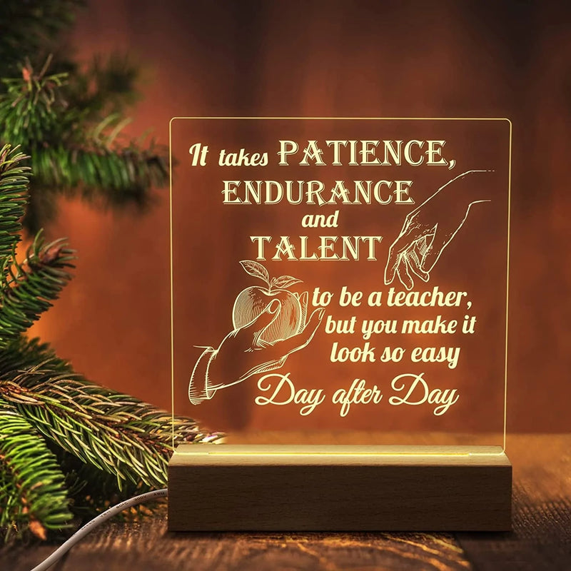 PRSTENLY Sister Christmas Gifts from Sister Night Light, to My Sister Gifts Personalized Engraved Lamp with Wooden Base, Anniversary Graduation Birthday Gifts for Sister from Sister Home & Garden > Lighting > Night Lights & Ambient Lighting PRSTENLY To My Teacher  
