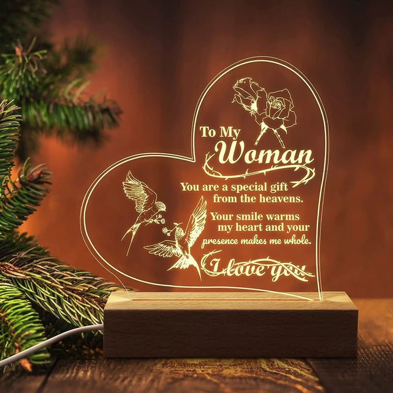 PRSTENLY Sister Christmas Gifts from Sister Night Light, to My Sister Gifts Personalized Engraved Lamp with Wooden Base, Anniversary Graduation Birthday Gifts for Sister from Sister Home & Garden > Lighting > Night Lights & Ambient Lighting PRSTENLY To My Woman  