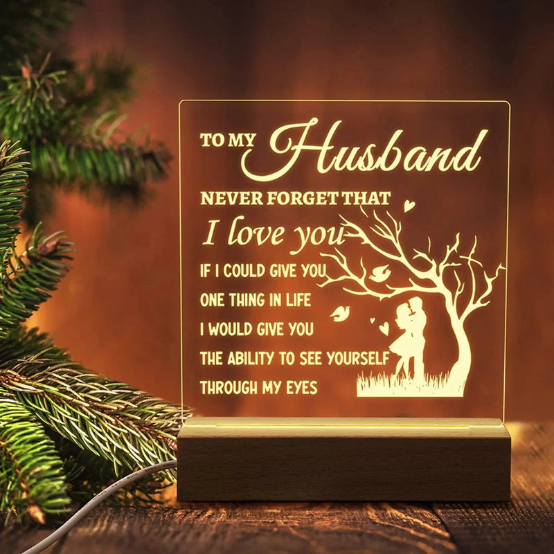 PRSTENLY Sister Christmas Gifts from Sister Night Light, to My Sister Gifts Personalized Engraved Lamp with Wooden Base, Anniversary Graduation Birthday Gifts for Sister from Sister Home & Garden > Lighting > Night Lights & Ambient Lighting PRSTENLY To My Husband  