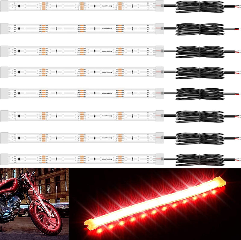 Pryeu Red 8'' Exterior Led Strip Light Waterproof 12V for Motorcycle Marine Boat Automotive Car Underglow Pack of 8 Home & Garden > Pool & Spa > Pool & Spa Accessories Pryeu   