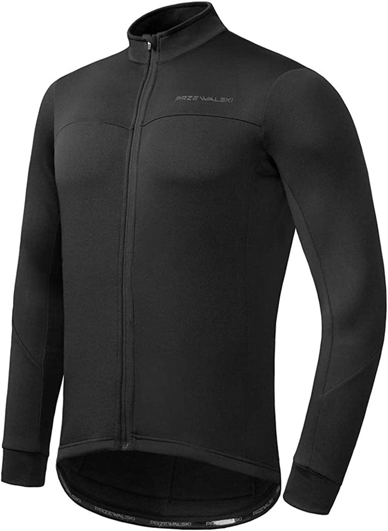 Przewalski Men'S Cycling Jersey Winter Thermal Long Sleeve Fleece Cycling Jacket with 3 Rear Pockets Sporting Goods > Outdoor Recreation > Cycling > Cycling Apparel & Accessories Przewalski Black Large 