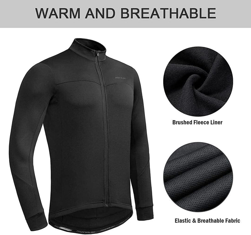 Przewalski Men'S Cycling Jersey Winter Thermal Long Sleeve Fleece Cycling Jacket with 3 Rear Pockets Sporting Goods > Outdoor Recreation > Cycling > Cycling Apparel & Accessories Przewalski   