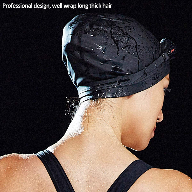 PSMILE Professional Version Polyester Breathable Non-Waterproof Cloth Fabric Swim Cap Swimming Hats Bathing Cap for Water Sports,3 X Black Sporting Goods > Outdoor Recreation > Boating & Water Sports > Swimming > Swim Caps PSMILE   