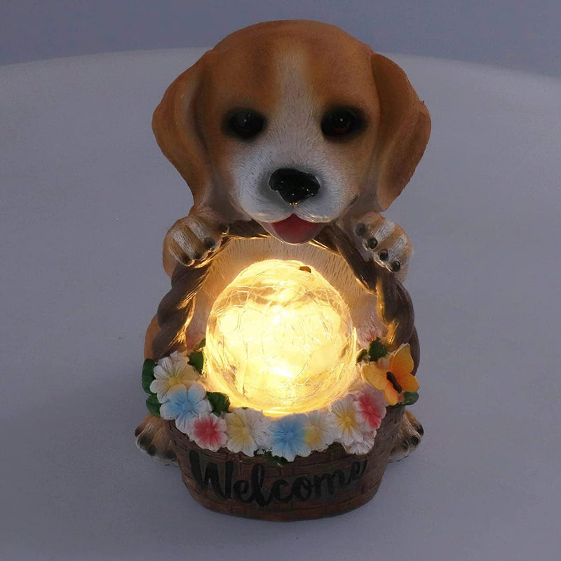 Pssopp Solar Table Lamp Cute Night Light Resin Puppy Decoration Ornament outside Patio Table Lamp for Outdoor Garden Home & Garden > Lighting > Lamps Pssopp   