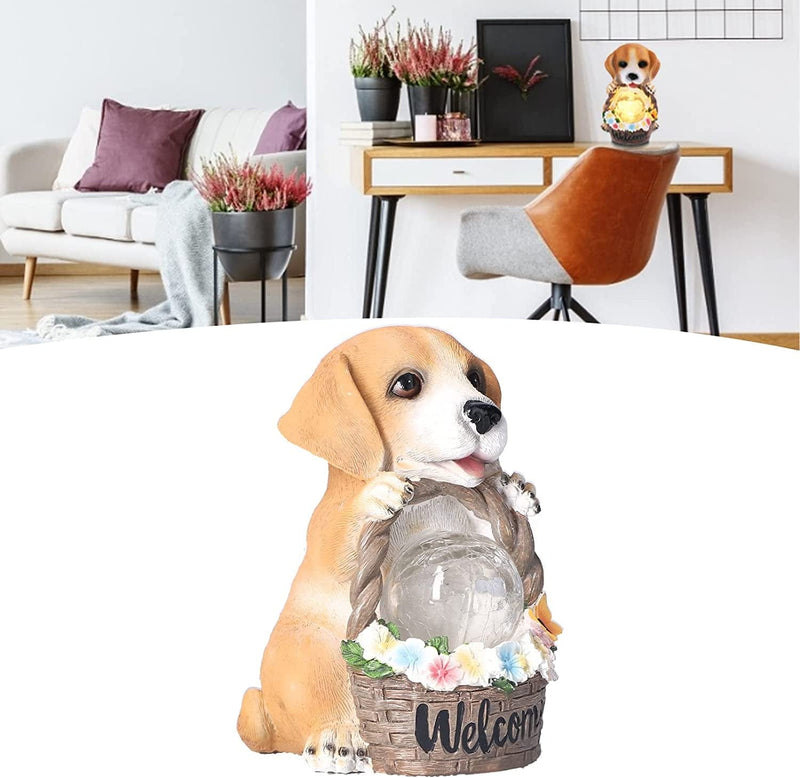 Pssopp Solar Table Lamp Cute Night Light Resin Puppy Decoration Ornament outside Patio Table Lamp for Outdoor Garden Home & Garden > Lighting > Lamps Pssopp   
