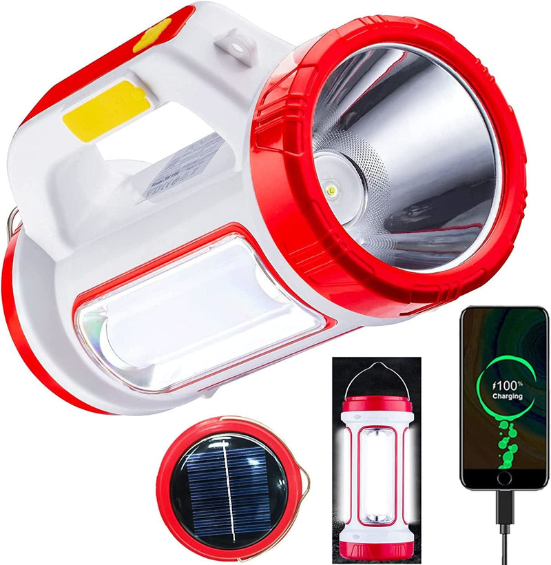 PUNLIM LED Spotlight,Solar USB Rechargeable Spotlight Flashlight with 6 Modes,4000Mah Power Bank，Ipx4 Waterproff Lightweight Work Light for Camping Outdoor and Power Outages Emergency（Red） Home & Garden > Lighting > Flood & Spot Lights gexindianzi   
