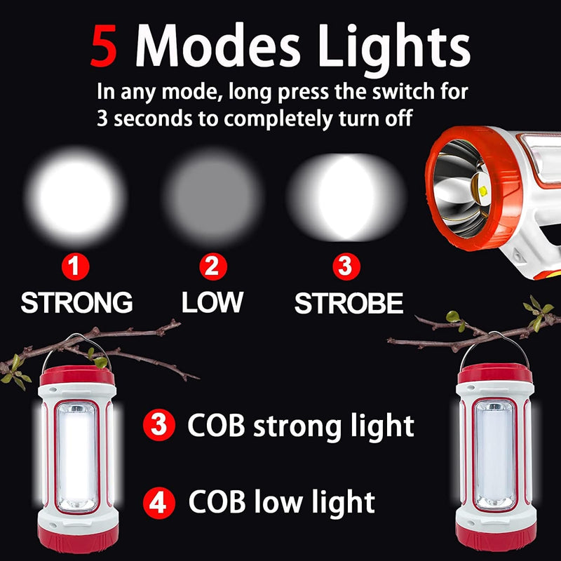 PUNLIM LED Spotlight,Solar USB Rechargeable Spotlight Flashlight with 6 Modes,4000Mah Power Bank，Ipx4 Waterproff Lightweight Work Light for Camping Outdoor and Power Outages Emergency（Red） Home & Garden > Lighting > Flood & Spot Lights gexindianzi   