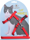 PUPTECK Adjustable Cat Harness Nylon Strap Collar with Leash Animals & Pet Supplies > Pet Supplies > Cat Supplies > Cat Apparel PUPTECK Red  