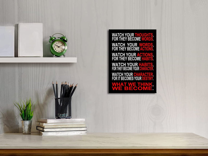 Pyradecor Watch Your Thoughts Motivational Classroom Poster Modern Canvas Prints Wall Art Paintings Ready to Hang for Office Living Room Home Decorations Stretched Pictures Artwork Home & Garden > Decor > Artwork > Posters, Prints, & Visual Artwork Pyradecor   