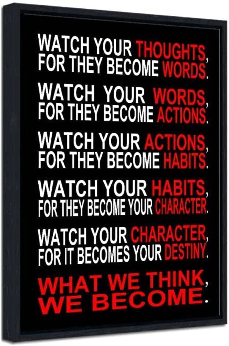 Pyradecor Watch Your Thoughts Motivational Classroom Poster Modern Canvas Prints Wall Art Paintings Ready to Hang for Office Living Room Home Decorations Stretched Pictures Artwork Home & Garden > Decor > Artwork > Posters, Prints, & Visual Artwork Pyradecor Watch 20x24inchx1pc(Framed) 