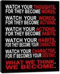 Pyradecor Watch Your Thoughts Motivational Classroom Poster Modern Canvas Prints Wall Art Paintings Ready to Hang for Office Living Room Home Decorations Stretched Pictures Artwork Home & Garden > Decor > Artwork > Posters, Prints, & Visual Artwork Pyradecor Black and white and red 12x16inchx1pc (30x40cmx1pc) 