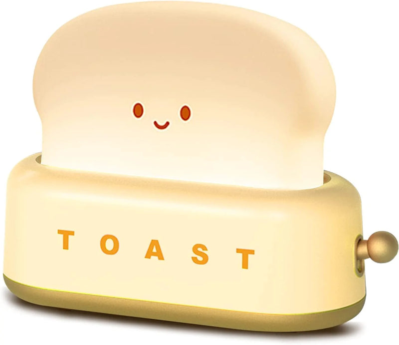 QANYI Desk Decor Toaster Lamp, Rechargeable Small Lamp with Smile Face Toast Bread Cute Toaster Shape Room Decor Night Light for Bedroom, Bedside, Living Room, Dining, Desk Decorations, Gift (Green)
