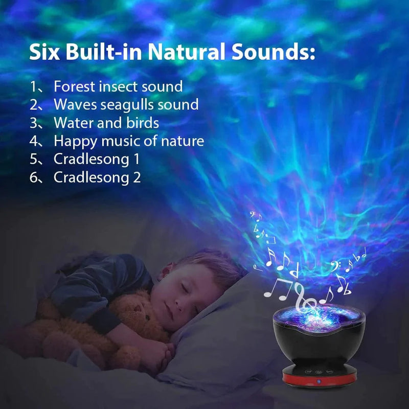 Qaofuz Ocean Wave Projector, 12 LED Remote Control Night Light Lamp Timer 8 Colors Changing LED Kids Night Light Projector Lamp for Baby Kids Adult Bedroom Living Room and Holiday Party Decorations