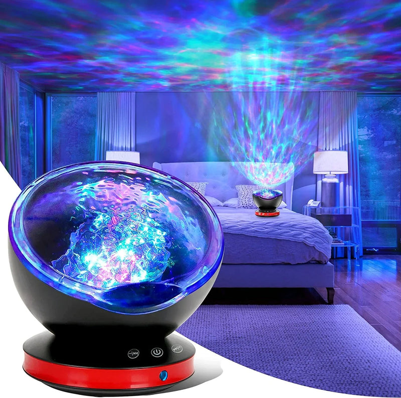 Qaofuz Ocean Wave Projector, 12 LED Remote Control Night Light Lamp Timer 8 Colors Changing LED Kids Night Light Projector Lamp for Baby Kids Adult Bedroom Living Room and Holiday Party Decorations