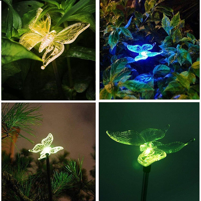 QIDEA Outdoor Solar Garden Stake Light - Color Changing Decorative LED Stake Lamp In-Ground Landscaping Lighting for Garden Patio Yard Lawn Pathway Flower Bed Decor Decorations Figurine Butterfly Home & Garden > Lighting > Lamps JINGTECH   