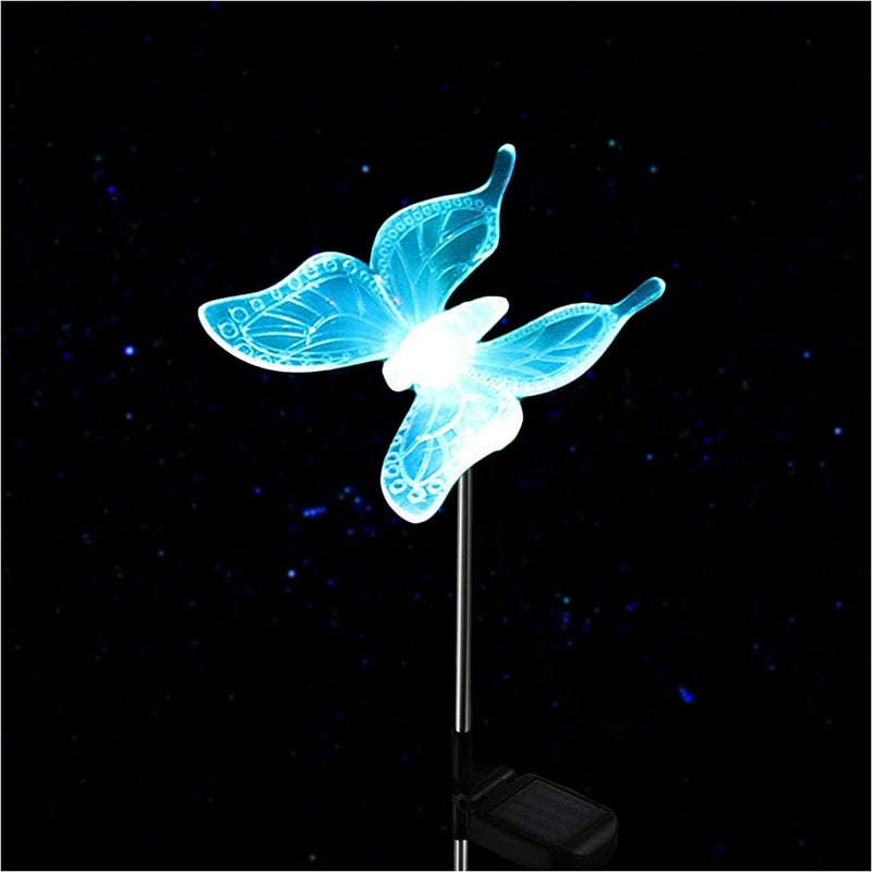 QIDEA Outdoor Solar Garden Stake Light - Color Changing Decorative LED Stake Lamp In-Ground Landscaping Lighting for Garden Patio Yard Lawn Pathway Flower Bed Decor Decorations Figurine Butterfly Home & Garden > Lighting > Lamps JINGTECH Butterfly 1 pack  