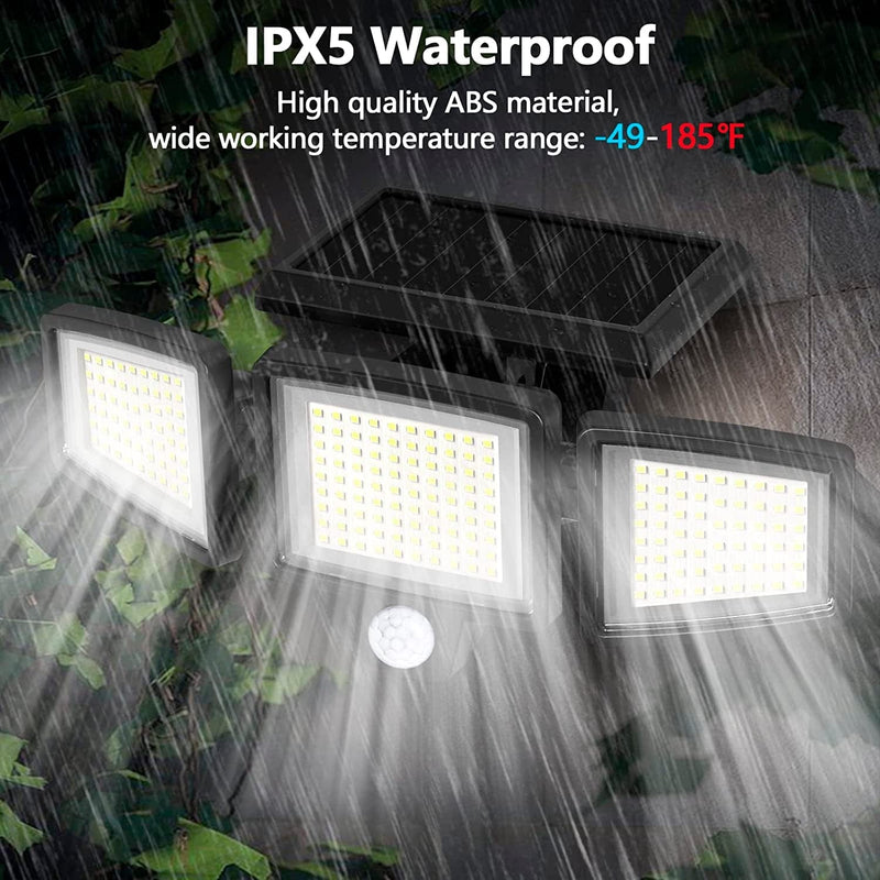 QIYVLOS Solar Lights Outdoor,210 LED 2500LM Motion Sensor Lights with Remote Control, 3 Heads Security LED Flood Light, IPX5 Waterproof, 360° Wide Angle Illumination Wall Light with 3 Modes(2 Packs) Home & Garden > Lighting > Flood & Spot Lights QIYVLOS   