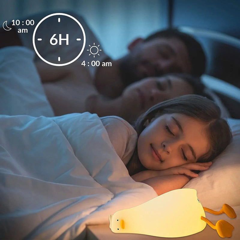QKTYB Duck Night Light for Kids Silicone Touch Duck Lamp Dimmable Nursery Nightlight with Flap Sensor Rechargeable with 30 Minutes Timer & Tap Control Cute Animal Bedside Table Lamp for Kids