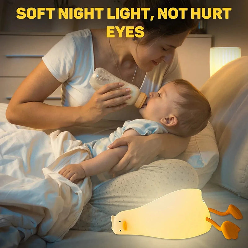 QKTYB Duck Night Light for Kids Silicone Touch Duck Lamp Dimmable Nursery Nightlight with Flap Sensor Rechargeable with 30 Minutes Timer & Tap Control Cute Animal Bedside Table Lamp for Kids